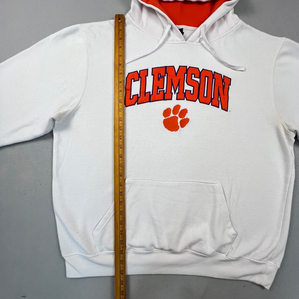 Colosseum Clemson Tigers Hoodie Mens XXL White Orange Spellout Paw Pullover NCAA - Picture 10 of 13